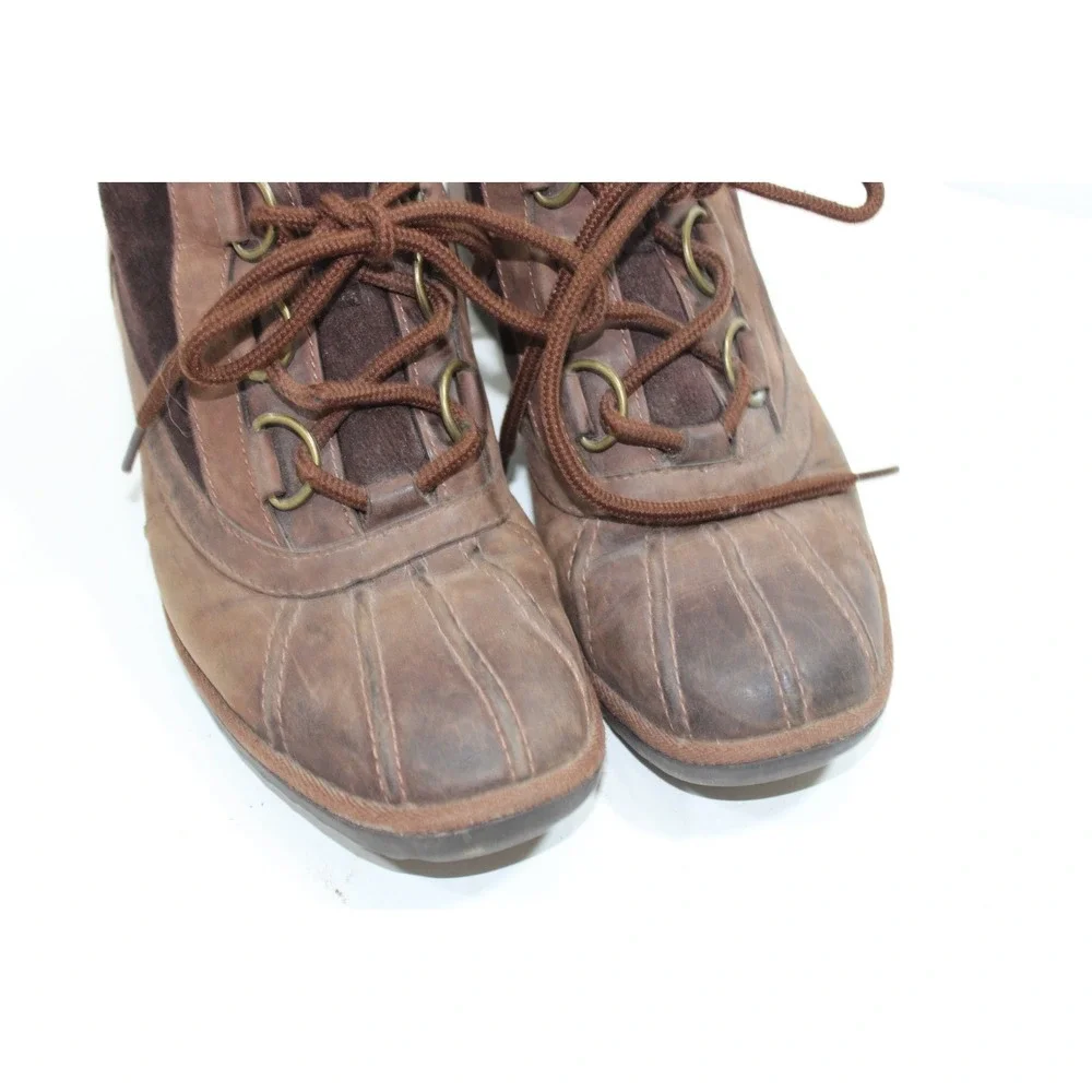 UGG Australia Heather Brown Leather Winter Ankle Boots Womens Size Us 8
